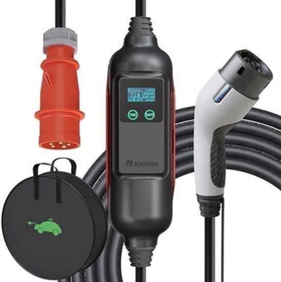 Productafbeelding van Laadkabel Auto 22 kW Type 2 Stekker - 6 Meter Kabellengte - 32 Ampère Stroomsterkte - Zwart - Oplaadkabel Elektrisch Voertuig