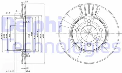 Obrázok produktu pre 2x brzdový kotúč DELPHI BG2623C pre BMW 3 Sedan (E46) 3 Touring (E46) 51 7mm
