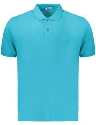 Obrázek produktu pro Elegantní pánské polo tričko s krátkým rukávem, modré, s výšivkou a 2 knoflíky