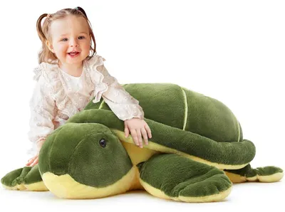 Productafbeelding van Reuzenschildpad knuffel, XXL, 85 cm, groen, pluche, zachte knuffel, cadeau voor kinderen en baby's