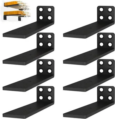 Produktbild von Holzhalter mit integrierten Trägern - Flachböden - Minimalistisches Design - 12,7 Zentimeter - Schwarz
