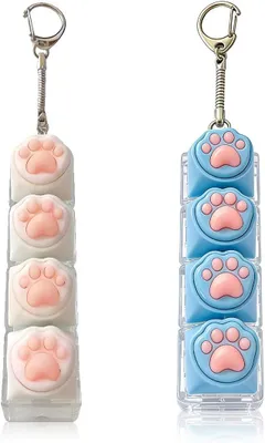 Produktbild von Fidget Keyboard, Antistress Tastatur, 2er Set, 4 Tasten, Katzenpfote Schlüsselanhänger, für Entspannung