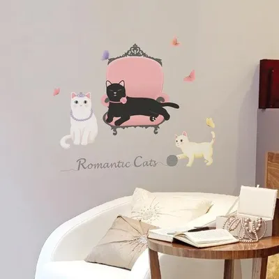 Produktbild von Romantische Katzen-Wandtattoos zur Dekoration