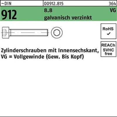 Produktbild von Reyher  Zylinderschrauben DIN 912 8.8 M 8x70 vz Zn (200 Stück)