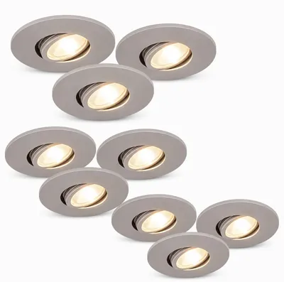 Produktbild von Malmbergs 9er Set LED Einbaustrahler dimmbar & schwenkbar IP44 – MD-350 silber matt Einbaustrahler 230V