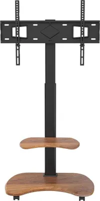 Produktbild von Famanu TV-Ständer mit Holzregal - Höhenverstellbar, Schwenkbar, für 32-70 Zoll Fernseher