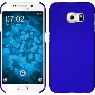 Produktbild von PhoneNatic Case kompatibel mit Samsung Galaxy S6 Edge - Hülle blau gummiert Hard-case + flexible Folie