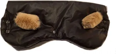 Produktbild von Kinderwagen Handwärmer, Kinderwagen Handschuhe Handmuff mit Fleece Innenseite,Kinderwagenmuff atmungsaktiv wasserfest winddicht, Universalgröße für Kinderwagen Buggy, Radanhänger(Schwarz - Braun)