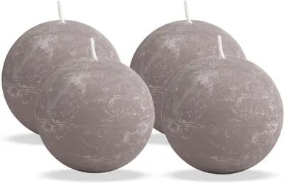 Productafbeelding van Kogelkaarsen Set - Ronde Kaarsen - Sfeerverlichting Creëren - Volledig Gekleurd - 9 cm Diameter - Taupe