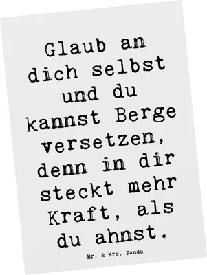 Produktbild von Mr. & Mrs. Panda Postkarte Spruch Selbstvertrauen stärken - Weiß - Geschenk, Trost, Herausforderungen meistern, Unterstützung, Vertrauem, Kunstkarten, Zuversicht