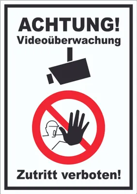 Produktbild von Achtung Videoüberwachung Zutritt verboten Aufkleber A9 (37x52mm)