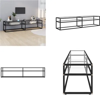 Zdjęcie produktu dla vidaXL Szafka pod TV przezroczysta 180x40x40,5 cm szkło hartowane - szafka pod TV - szafki pod TV - stojak pod TV - meble pod TV