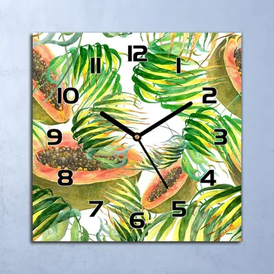 Produktbild von Wanduhr Echt-Glas-Küchenuhr Tropische Exotisches Quarz 30x30 Deko Bilder
