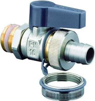 Produktbild von Oventrop KFE-Kugelhahn Optiflex 1783354 DN 15, Messing vernickelt, Schlauchverschraubung und Kappe