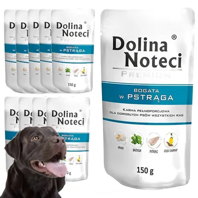 Zdjęcie produktu dla Mokra Karma Dla Psa Dolina Noteci Premium Bogata W Pstrąga Saszetka 10x150g