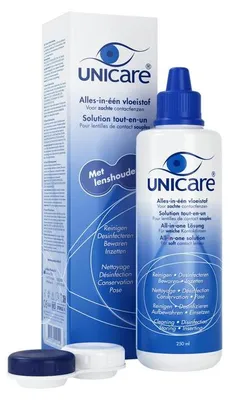 Produktbild von Unicare – All-in-One-Lösung für weiche Kontaktlinsen 250 ml + Linsenbehälter