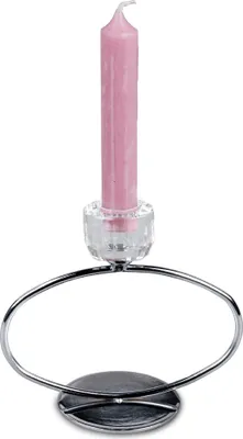 Produktbild von Stabkerzenhalter, Leuchter KRISTALL oval 14cm silber Glas + Metall Formano WA