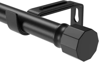 Obrázok produktu pre Nastaviteľná malá čierna dekoratívna záclonová tyč (90–150 cm, mnohostranná)