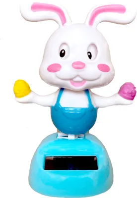 Produktbild von Dekorationsartikel für Ostern: Solar Wackelhase mit Eiern, ca. 11 cm hoch
