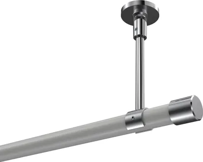 Produktbild von Interdeco Gardinenstange / Vorhangstange Weiß / Chrom, Typ Sonette Santo (Kappe) ohne Ringe, Deckenmontage, 20 mm Ø 1-läufig, 220 cm