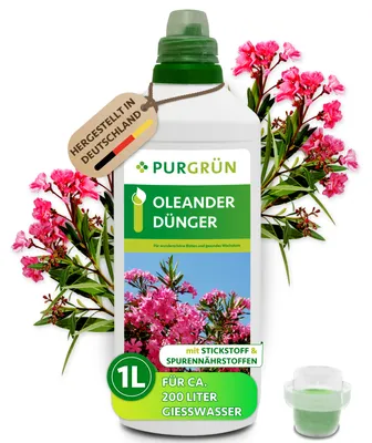 Produktbild von Purgrün Oleander Dünger | Flüssigdünger mit extra Phosphor & Spurennährstoffen | 1L