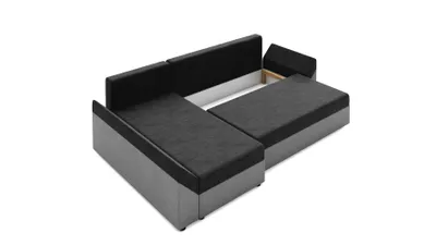 A sectional sofa is shown from a high angle on a white background.