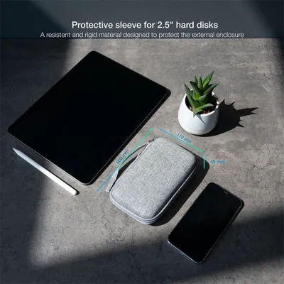 Produktbild von TooQ TQBC-E2503G, Schutzhülle, Grau, 2.5", Stoßfest, Kratzresistent, 1 Taschen, 110 mm