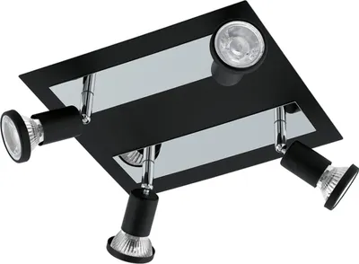 Image de Eglo 94966 Sarria Spot carré 4-flamme noir chrome