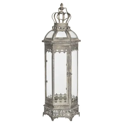 Produktbild von Clayre & Eef Laterne 58 cm Silberfarbig Eisen Sechsek