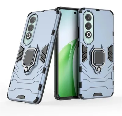 Productafbeelding van MobyDefend Hoesje - Geschikt voor OnePlus Nord CE 4 - Dubbelgelaagde Pantsercase Met Standaard - Blauw