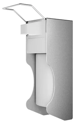 Image de Distributeur Eurospender avec support mural et bouton-poussoir pour désinfectant et savon pour les mains – Distributeur de savon en aluminium blanc, 500 ml