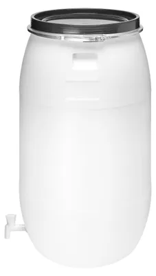 Produktbild von Garronda 220L Plastikfass Weithalsfass mit Deckel und Hahn aus HDPE für Haus&Garten GD-0091, Weiß