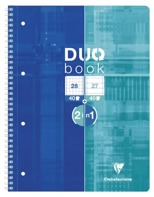 Produktbild von Clairefontaine 5x DUO book Collegeblock A4+ 40 Bl kariert + 40 Blatt Lin. 82578C