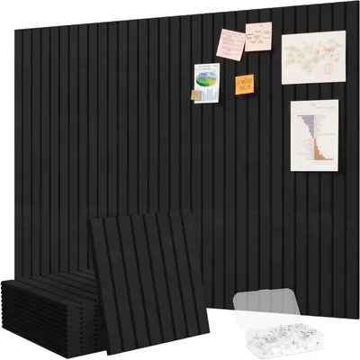 Produktbild von Wandpaneele Akustik 12 Stück 3D Selbstklebend Filz 30 x 30 cm Akustikpaneele 0,09m², Schwarz