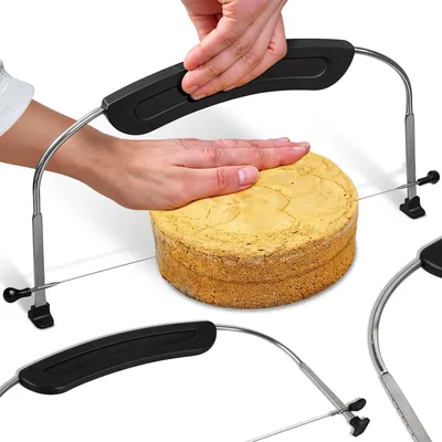Produktbild von Kuketo | Tortenbodenschneider mit verstellbarer Schneidedraht – 35,5 cm – Kuchenschneider für Biskuit, Torten und Kuchen