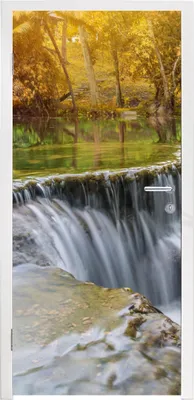 Produktbild von MuchoWow® Türtapete Selbstklebende Türfolie Herbst - Wasserfall - Natur - Bäume 75x205 cm Türposter Türaufkleber Klebefolie Türklebefolie - XXL-Aufkleber - Tür Tapeten