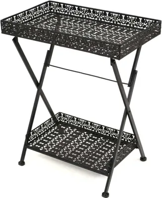 Immagine prodotto di The Living Store Tavolino pieghevole in metallo vintage 58 x 35 x 72 cm Nero