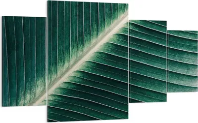 Produktbild von Bild auf Leinwand - Leinwandbild - 4 Teile - Grün Blatt Tropisch - 160x90cm - Wand Bild - Wanddeko - Wandbilder - Leinwanddruck - Bilder - Wanddekoration - Leinwand bilder - Wandbild - DL160x90-4126