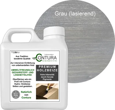 Produktbild von Contura 1 Liter Holzbeize Wasserbeize Möbel Farbe - Grau
