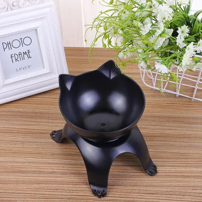 Immagine prodotto di Ciotola per animali domestici, antiscivolo, facile da pulire, forma carina, cibo piccolo, acqua per cani e gatti, nero