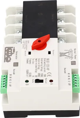 Zdjęcie produktu dla Podwójny automatyczny przełącznik zasilania 4P montowany na szynie przełącznik generatora 100A AC110V