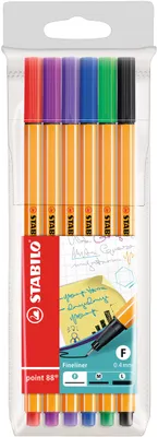 Produktbild von Fineliner - STABILO point 88 - 6er Pack - mit 6 verschiedenen Farben
