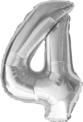 Produktbild von Oblique Unique Folien Luftballon mit Zahl 4 Geburtstag Jubiläum Party Deko Ballon - silber