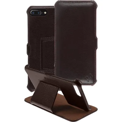 Produktbild von PhoneNatic Echt-Lederhülle kompatibel mit Apple iPhone 7 Plus / 8 Plus - Leder-Case braun + Glasfolie