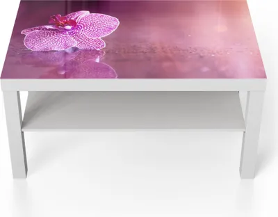 Produktbild von DEQORI Couchtisch 90x55 cm Weiß 'Einzelne Orchideenblüte' Glas Beistelltisch