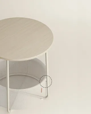 Produktbild von VASAGLE Beistelltisch, rund, mit Korb, Ø45 cm, Cremeweiß