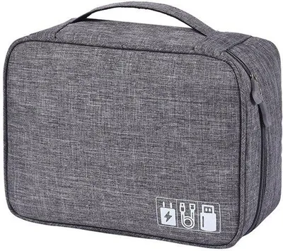Productafbeelding van Elektronica-organizer - geschikt voor reizen en thuisgebruik - dubbele beschermende hoes - 24,5 x 18,5 cm - grijs