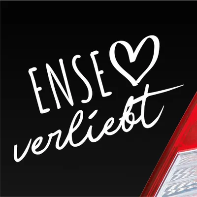 Produktbild von Auto Aufkleber Ense verliebt Herz Gemeinde Liebe Car 19x10 cm Weiss Glanz Sticker Heckscheibenaufkleber