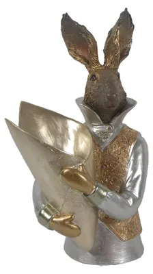 Obrázek produktu pro Clayre & Eef Figurka králíka 16x13x30 cm Zlatě zbarvený polyresin
