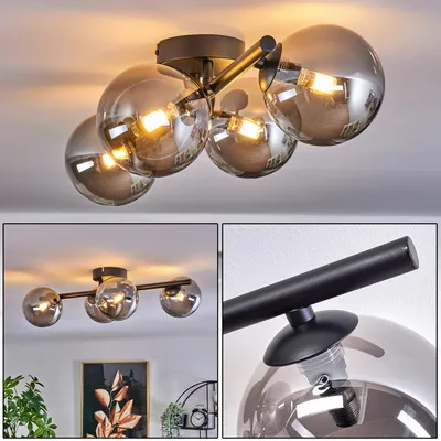 Produktbild von Isorella Deckenlampe aus Metall/Glas in Schwarz/Rauchfarben